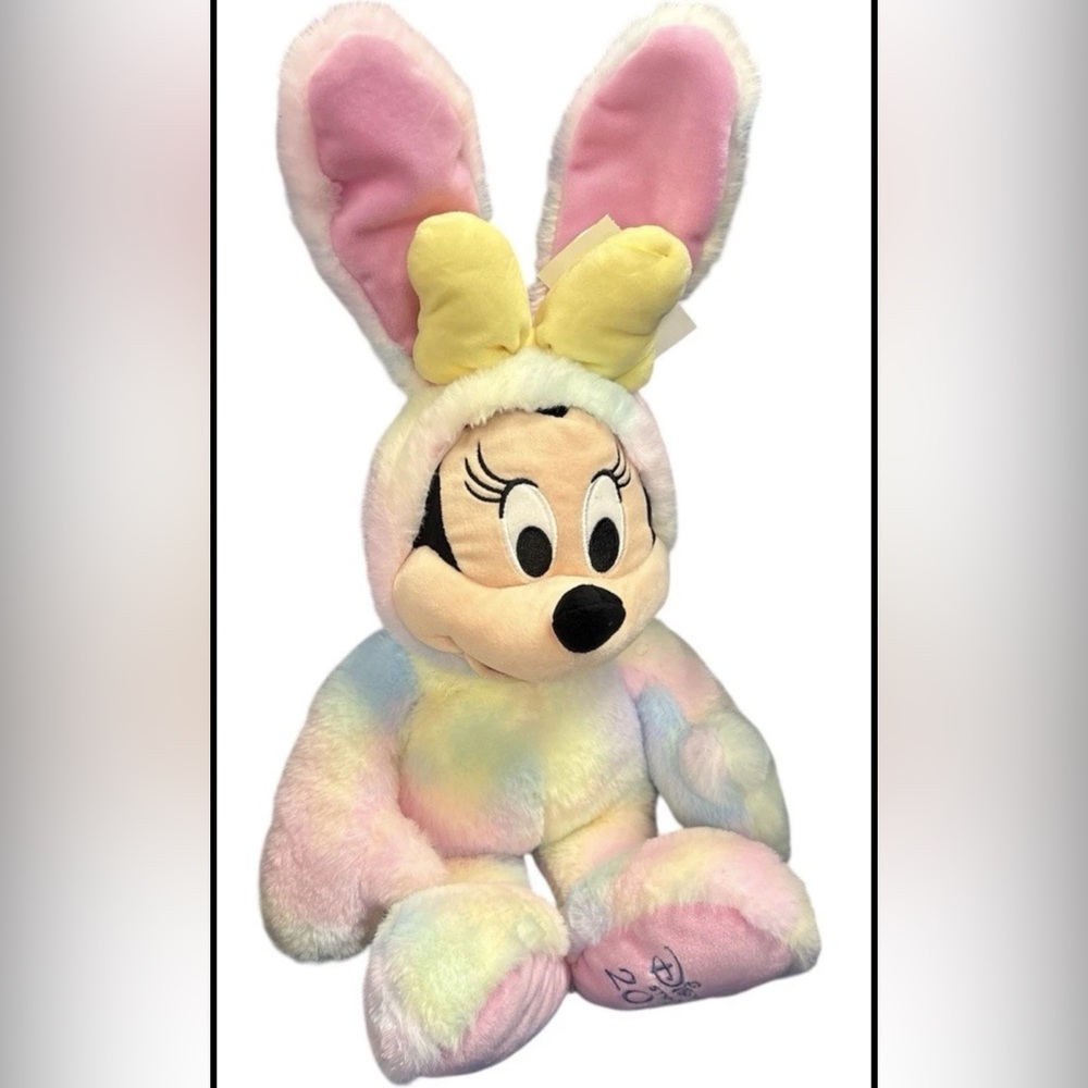 Disney Pastel Minnie Mouse Plush Bunny in Pink, Yellow, Blue, Cream